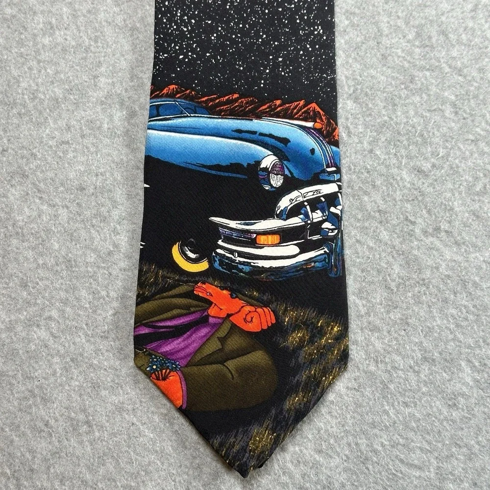 Vintage Markus Pierson Belle Art Tie Dog Car‎ Surreal Silk Necktie 57x4in